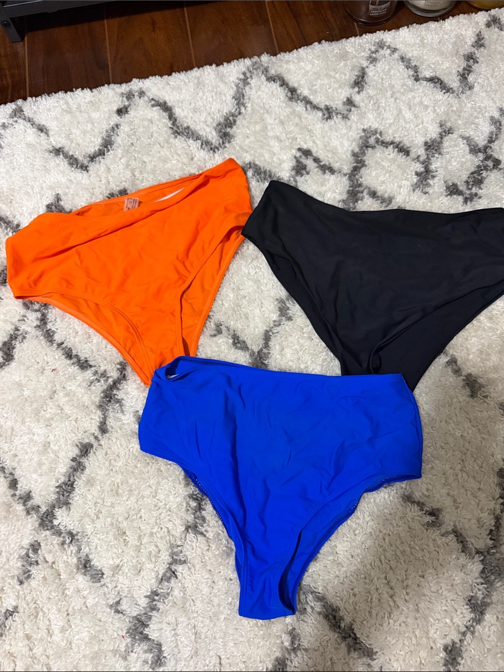 SHEIN High Waist Bikini Bottoms in Orange and Blue